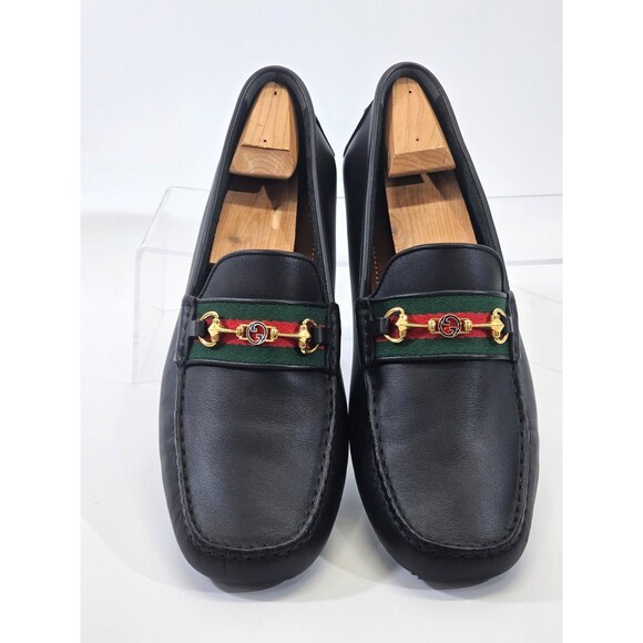 GUCCI Ayrton GG-Bit Drivers Men's 12 Horsebit Leather Loafers 624698 Black EUC - Picture 6 of 16